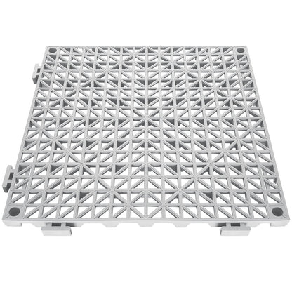 VEVOR Modular Interlocking Cushion, 50 Pack 30 x 30 cm Splicing Drainage Mats, Soft PVC Interlocking Drainage Floor Tiles, Non-Slip Drainage Holes for Restroom, Bathroom, Kitchen, Pool, Wet Area, Gray