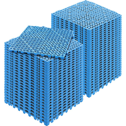 VEVOR Modular Interlocking Cushion, 55 Pack 30 x 30 cm Splicing Drainage Mats, Soft PVC Interlocking Drainage Floor Tiles, Non-Slip Drainage Holes for Restroom, Bathroom, Kitchen, Pool, Wet Area, Blue
