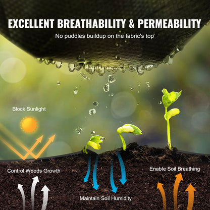 VEVOR Weed Barrier Landscape Fabric, 3.28*164FT Heavy Duty Garden Weed Fabric, Woven PP Weed Control Fabric, Driveway Fabric, Geotextile Fabric for Landscaping, Ground Cover, Weed Blocker Weed Mat