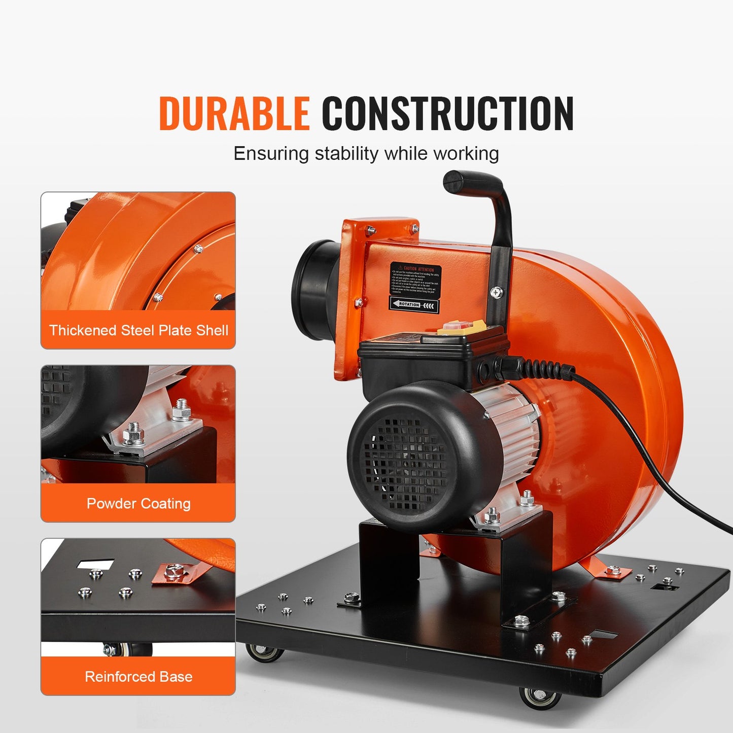 VEVOR Dust Collector, 1HP 460 CFM Air Flow, Rolling Dust Collector with 80L Large Dust Collection Bag, 2.5 Micron Bag Filtration, Industrial Workshop Mobile Wood Dust Container with Handle and Wheels