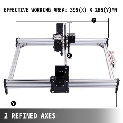 VEVOR CNC 3040 15000MW CNC Machine 395(X) x 285(Y)Mm Effective Working Area 3040 CNC Router Machine GRBL Control CNC Laser Engraver Machine with 2 Axis Milling Router