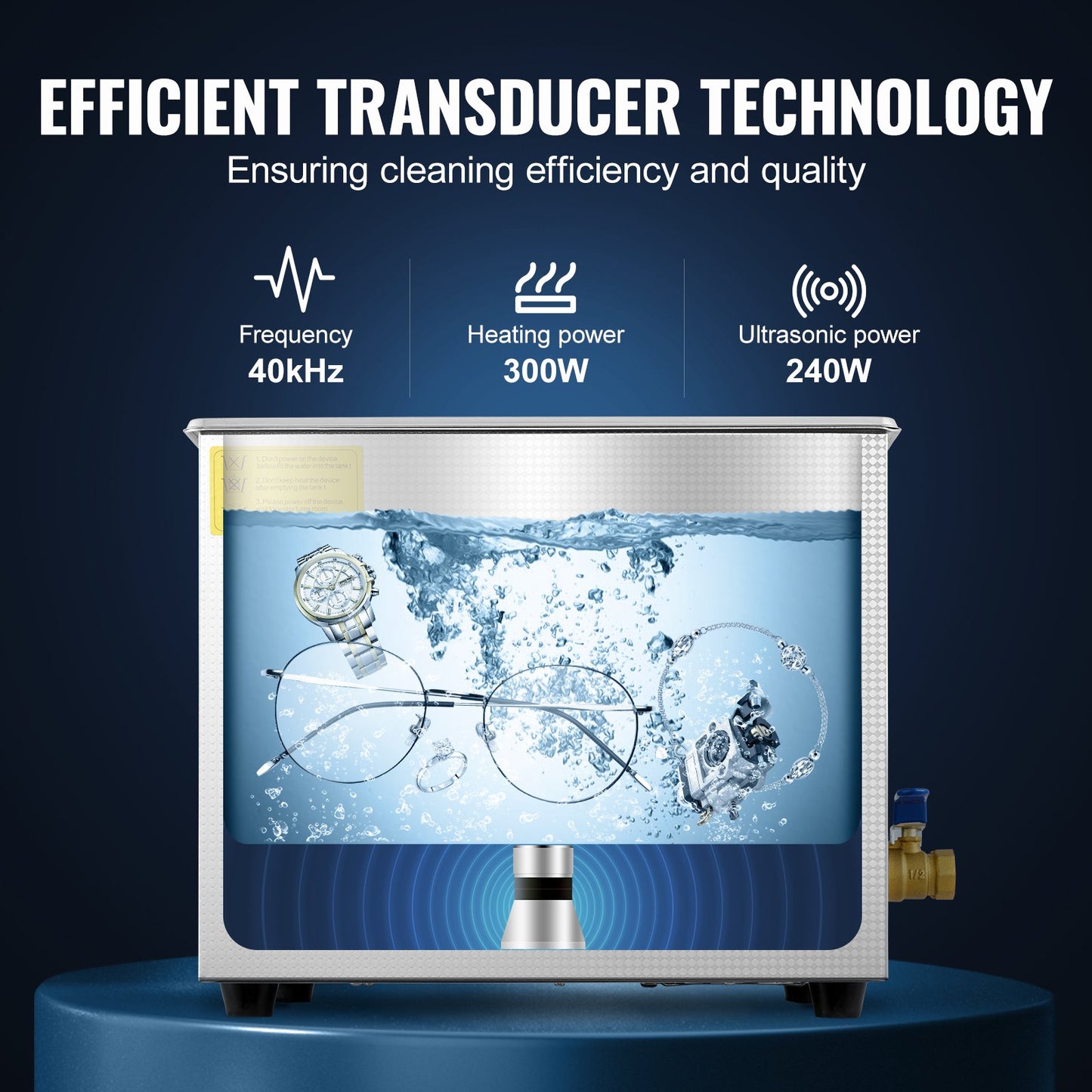 VEVOR Ultrasonic Cleaner 10L Jewelry Cleaning with Digital Timer Ultrasonic Cleaning Machine for Jewellery Rings Watches Eyeglasses Dentures Coins Metal Parts Commercial and Home Use Silver