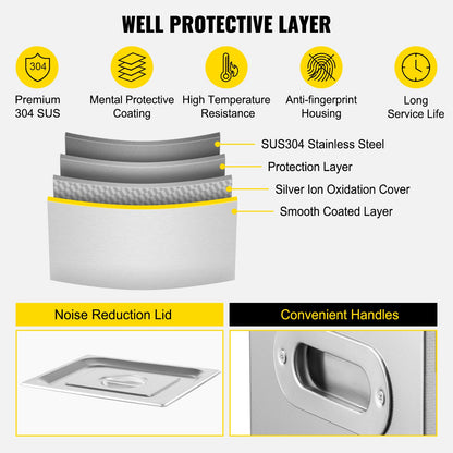 Vevor Powerful Stainless Steel 13.5-15 L Liters Ultrasonic Cleaner 360W Digital Heater Timer