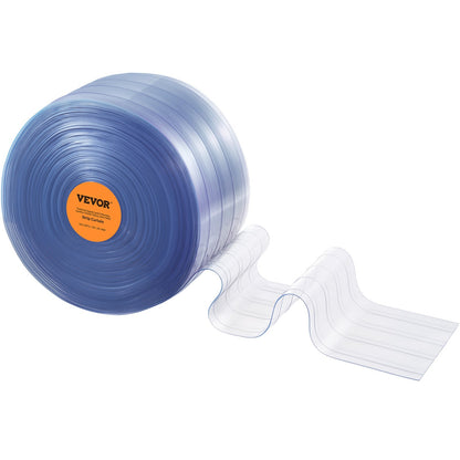VEVOR Strip Curtain, 4572 cm Length x 20 cm Width x 2 mm Thickness, Clear Ribbed PVC Curtain Strip Door Bulk Roll, Plastic Door Strips for Doorways of Supermarket, Garage, Warehouse, Barn, Pet House