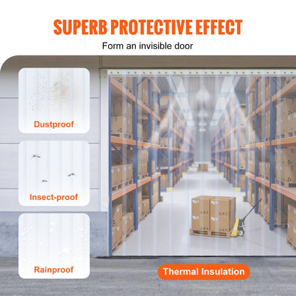 VEVOR Strip Curtain, 5000 cm Length x 20 cm Width x 2 mm Thickness, Clear PVC Smooth Curtain Strip Door Bulk Roll, Plastic Door Strips for Doorways of Supermarket, Garage, Warehouse, Barn, Pet House