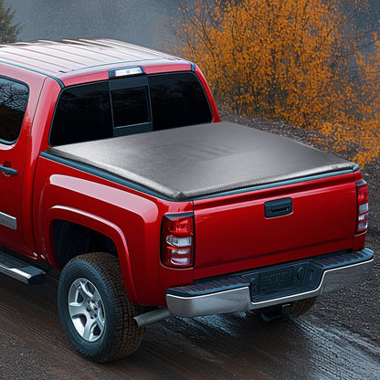 VEVOR Truck Bed Cover, Roll Up Truck Bed Tonneau Cover, Compatible with 2014-2024 Chevy Silverado / GMC Sierra 1500, for 2m x 1.6m / 2m x 1.6m Bed, Soft PVC material, Roll Up Tonneau Cover
