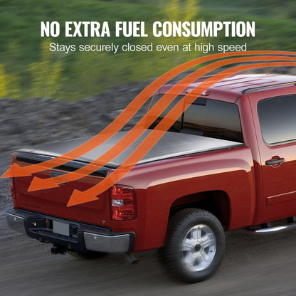 VEVOR Truck Bed Cover, Roll Up Truck Bed Tonneau Cover, Compatible with 2019-2024 Chevy Silverado GMC Sierra 1500 (NOT FIT 19-24 Classic) Bed, for 1.8m x 1.6m Bed, Soft PVC, Roll Up Tonneau Cover