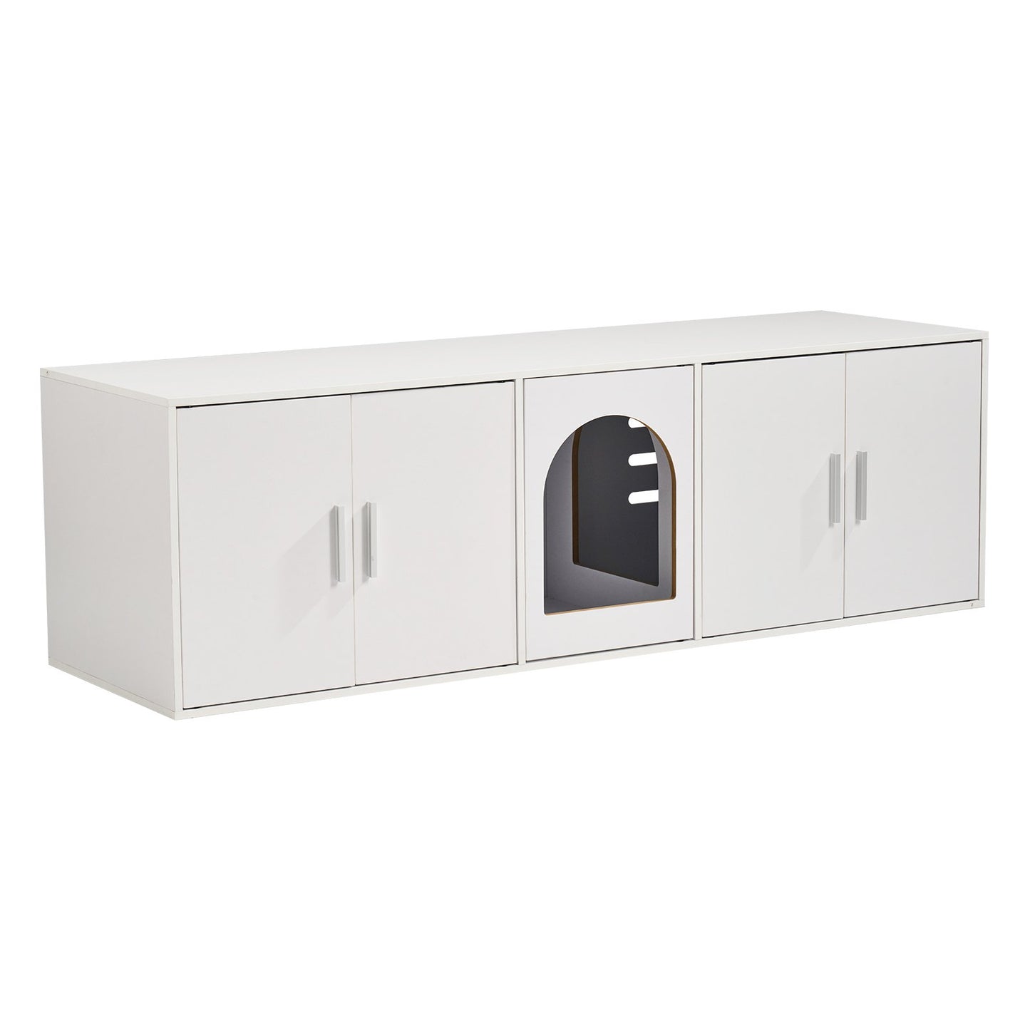VEVOR Cat Litter Box Enclosure Wooden Litter Box Furniture Hidden 57.9" White