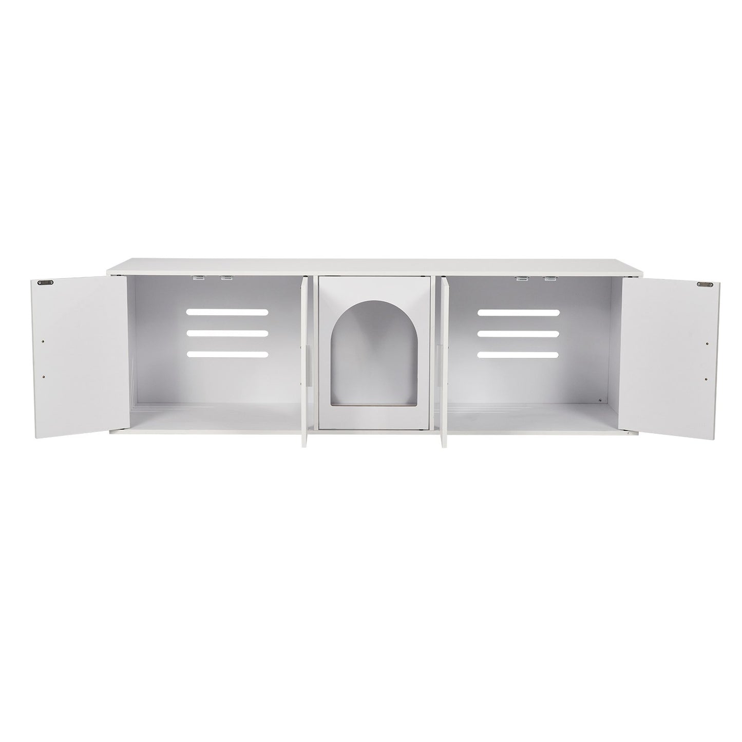 VEVOR Cat Litter Box Enclosure Wooden Litter Box Furniture Hidden 57.9" White