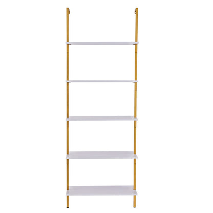 VEVOR Industrial Square Pipe Shelf 5 Tier 64x30x182.5cm Wall-Mount Gold White