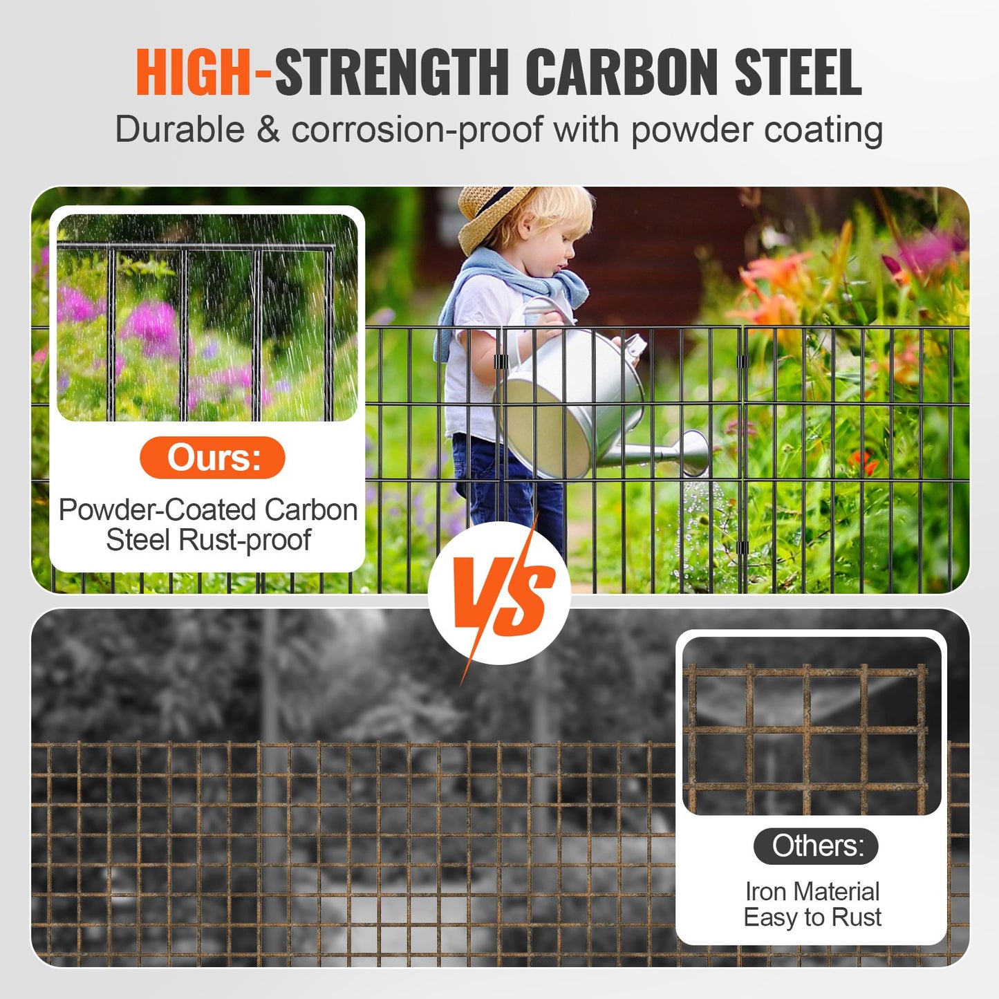 VEVOR Garden Fence, No Dig Fence 44(H)x33(L)cm Animal Barrier Fence, Underground Decorative Garden Fencing with 3.81 cm Spike Spacing, Metal Dog Fence for the Yard and Outdoor Patio, 28 Pack