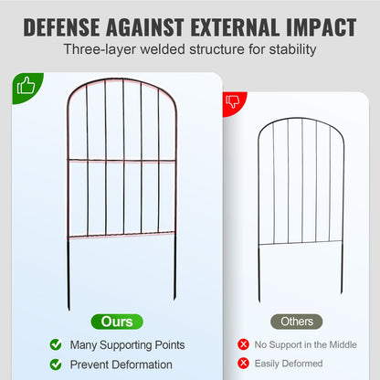 VEVOR Garden Fence, No Dig Fence 61 x 33 cm Animal Barrier Fence, Underground Decorative Garden Fencing with 5.08 cm Spike Spacing, Metal Dog Fence for the Yard and Outdoor Patio, 10 Pack