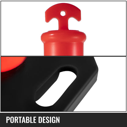 VEVOR 6Pack Traffic Delineator Posts 44 Inch Height, PE Delineator Cones Post Kit 10 inch Reflective Band, Delineators Post with Rubber Base 16 inch for Construction Sites, Facility Management etc.