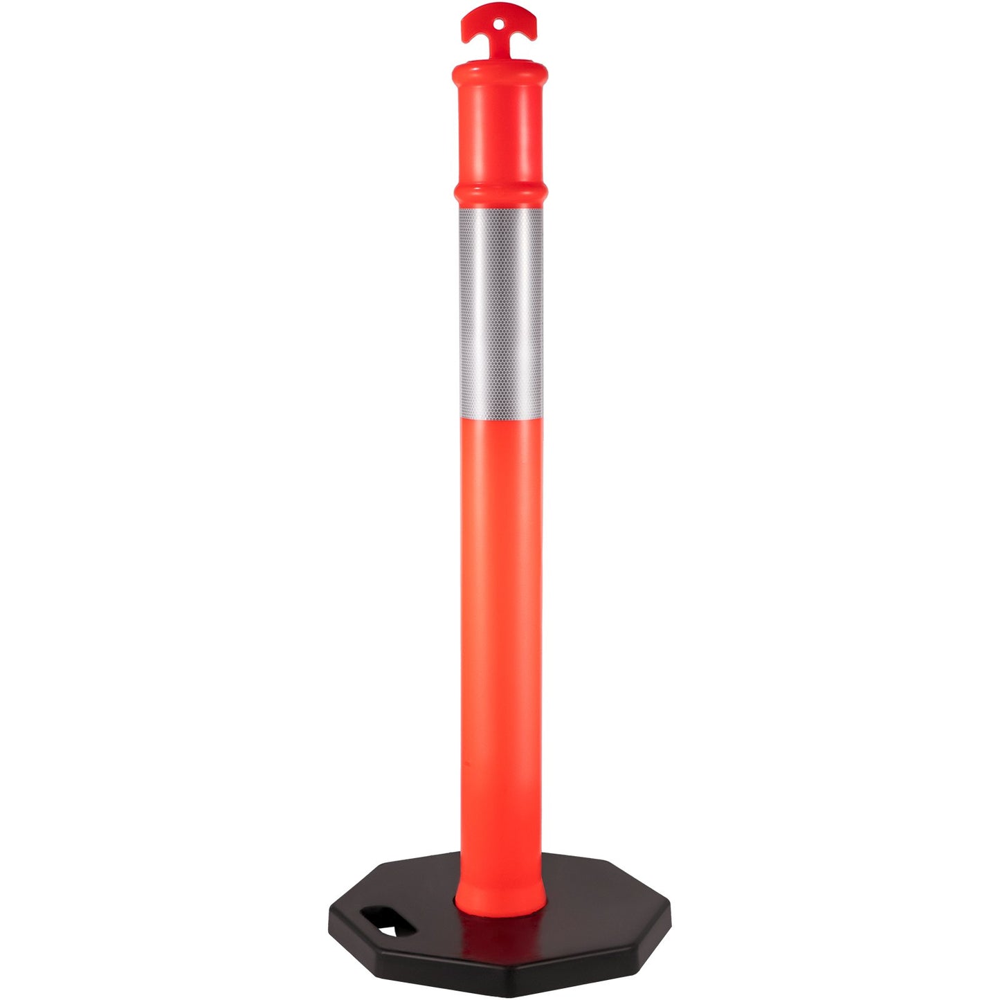 VEVOR 6Pack Traffic Delineator Posts 44 Inch Height, PE Delineator Cones Post Kit 10 inch Reflective Band, Delineators Post with Rubber Base 16 inch for Construction Sites, Facility Management etc.