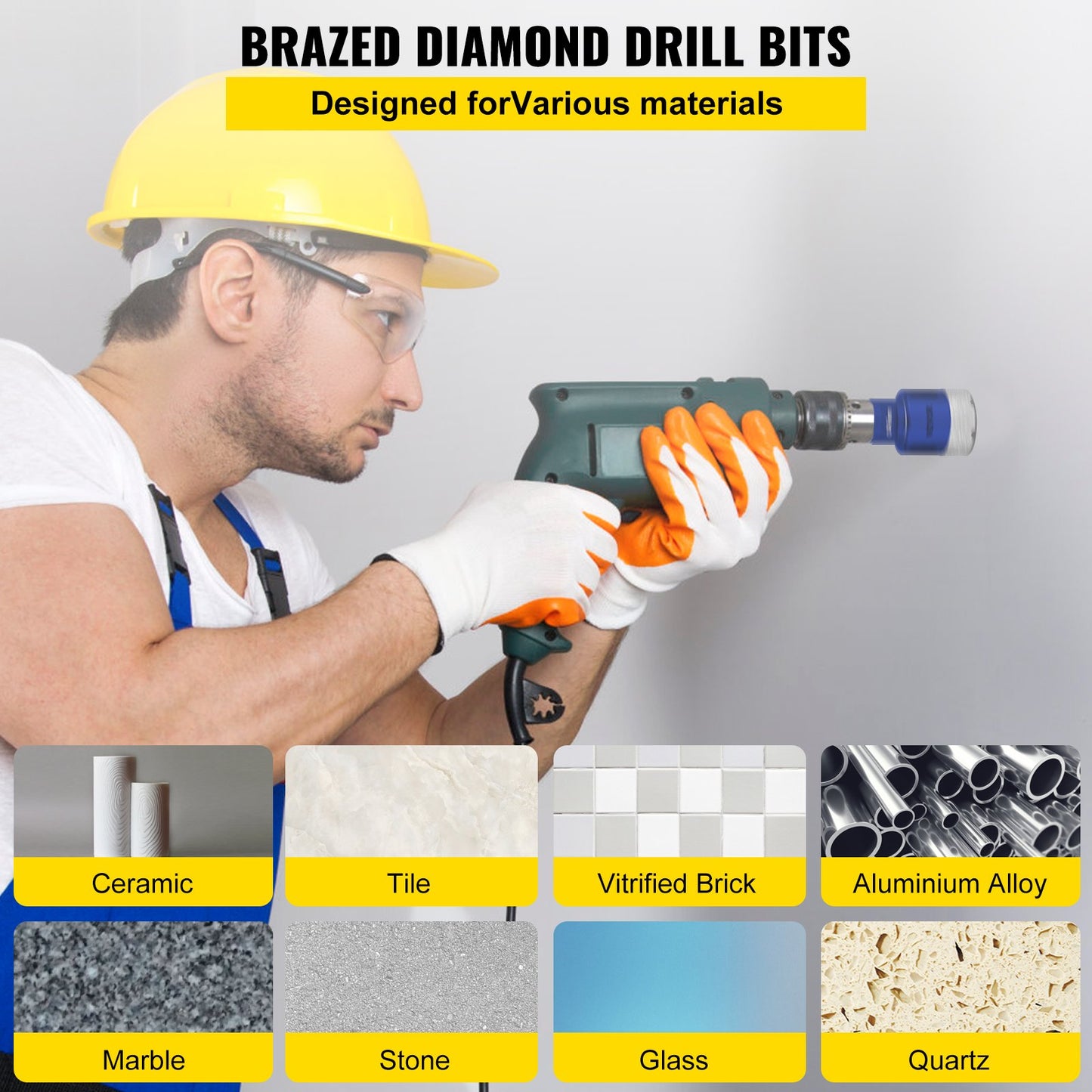 VEVOR Diamond Drill Bits 4PCS Diamond Hole Saw 35/40/50/68mm Tile Hole Saw Kit Vacuum Brazed Diamond Drill Bit 0.59in/15mm Segment Tile Hole Saw w Storage Case for Tile Ceramic Porcelain Marble Stone