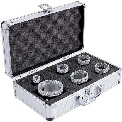 VEVOR Diamond Drill Bits 6PCS Diamond Hole Saw 20/35/40/50/55/68mm Tile Hole Saw Kit Vacuum Brazed Diamond Drill Bit 0.59in/15mm Segment Tile Hole Saw w Storage Case for Tile Ceramic Porcelain Marble