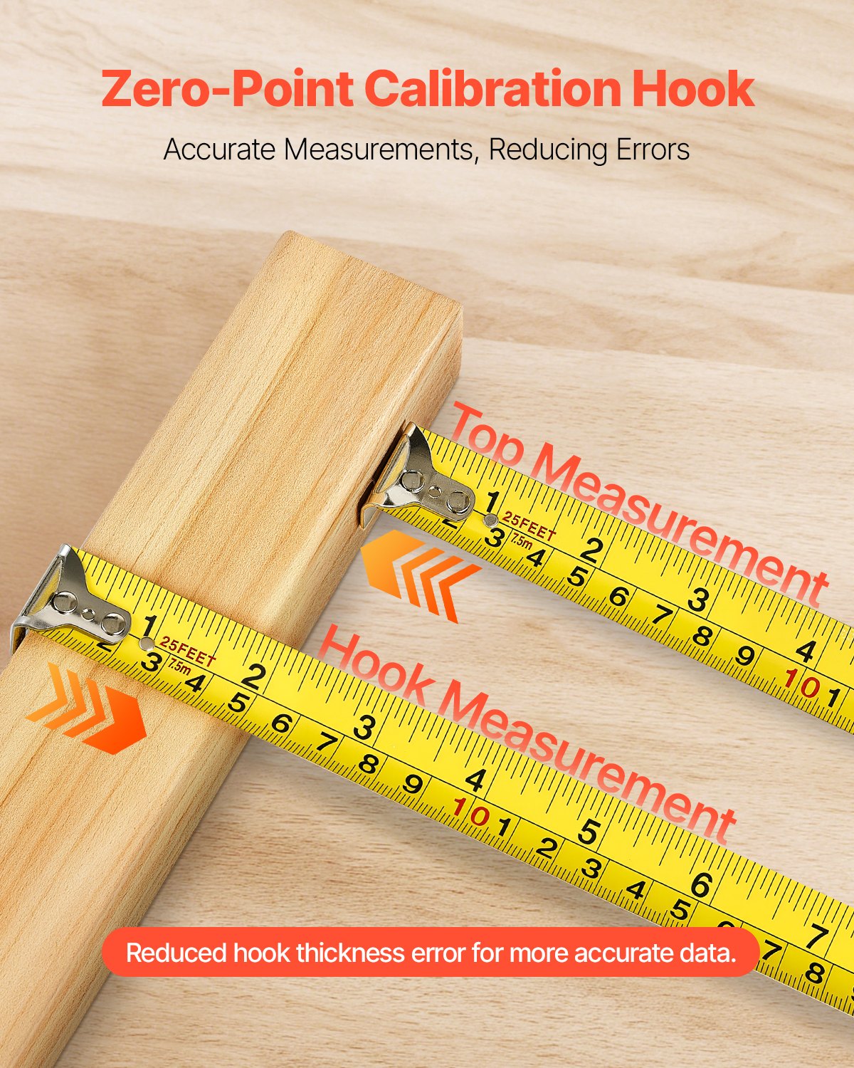 VEVOR Tape Measure 7620mm Retractable Imperial Metric for Decoration
