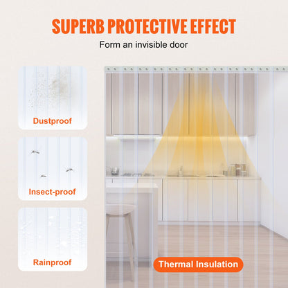 VEVOR Strip Curtain, 75' Length x 8" Width x 0.08" Thickness, Clear PVC Smooth Curtain Strip Door Bulk Roll, Plastic Door Strips for Doorways of Supermarket, Garage, Warehouse, Barn, Pet Animal House