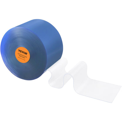 VEVOR Strip Curtain, 75' Length x 8" Width x 0.08" Thickness, Clear PVC Smooth Curtain Strip Door Bulk Roll, Plastic Door Strips for Doorways of Supermarket, Garage, Warehouse, Barn, Pet Animal House