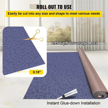 VEVOR Deep Blue Marine Carpet 6 ft x 49.2 ft Marine Carpeting Marine Grade Carpet for Boats with Waterproof Back Outdoor Rug for Patio Porch Deck Garage Outdoor Area Rug Runner Non-Slide Porch Rug