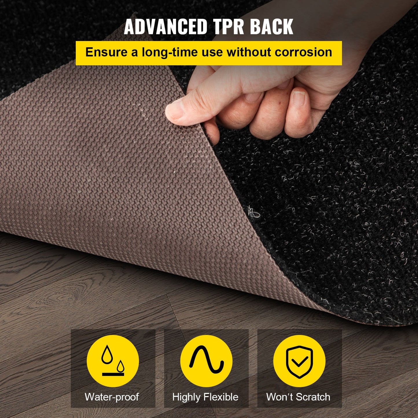 VEVOR Marine Carpet, 6 x 23 ft Boat Carpeting, Charcoal Black Marine Grade Boat Carpet, Indoor/Outdoor Marine Carpeting with Water-proof TPR Backing, Water-proof Carpet Roll for Home, Patio, Porch, De