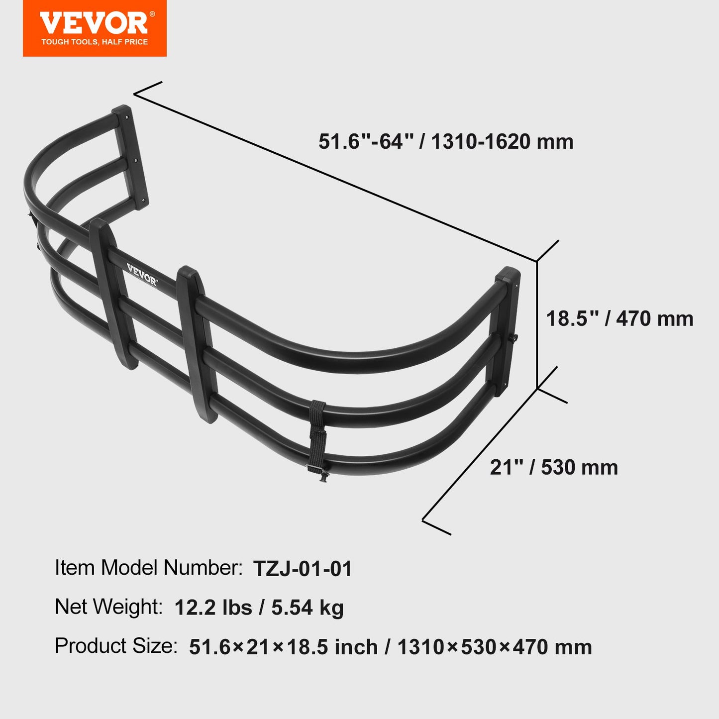 VEVOR Truck Bed Extender, Aluminum Retractable Tailgate Extender, 131cm-162.6cm Adjustable Length, Fits for Ridgeline, Tacoma, Gladiator, Colorado/Canyon, Frontier, and Ranger