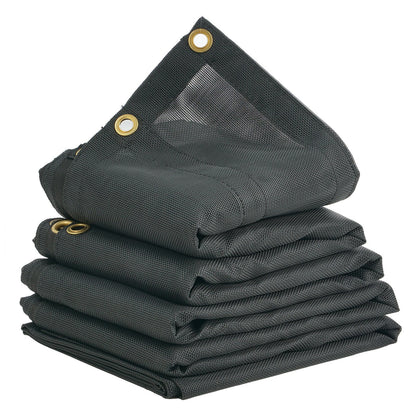 VEVOR Dump Truck Mesh Tarp, 5 x 14 ft, PVC Coated Black Heavy Duty Cover with 5.5" 18oz Double Pocket, Brass Grommets, Reinforced Double Needle Stitch Webbing Fits Manual or Electric Dump Truck System