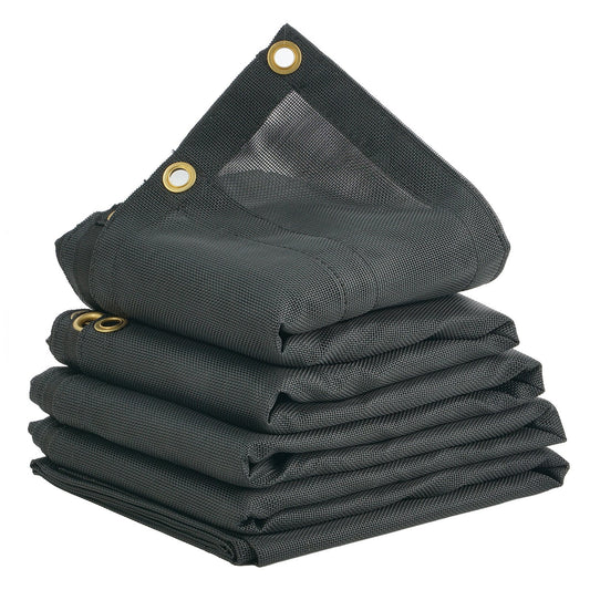VEVOR Dump Truck Mesh Tarp, 5 x 14 ft, PVC Coated Black Heavy Duty Cover with 5.5" 18oz Double Pocket, Brass Grommets, Reinforced Double Needle Stitch Webbing Fits Manual or Electric Dump Truck System