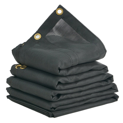 VEVOR Dump Truck Mesh Tarp, 5 x 14 ft, PVC Coated Black Heavy Duty Cover with 5.5" 18oz Double Pocket, Brass Grommets, Reinforced Double Needle Stitch Webbing Fits Manual or Electric Dump Truck System