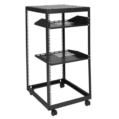 VEVOR 20U Open Frame Server Rack, 15''-40'' Adjustable Depth, Free Standing or Wall Mount Network Server Rack, 4 Post AV Rack with Casters, Holds All Your Networking IT Equipment AV Gear Router Modem