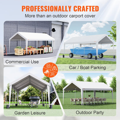 Carport Car Canopy Garage Shelter Tent 10x20ft with 8 Poles for Auto Boats