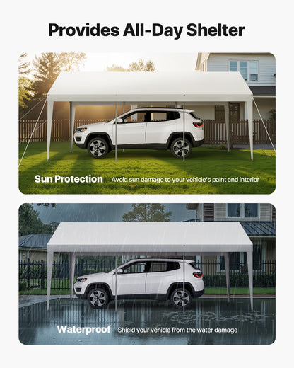 Carport Car Canopy 10 x 20 FT Heavy Duty Portable Car Shelter Tent White