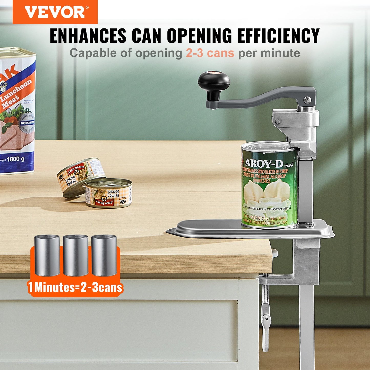 VEVOR Manual Can Opener, Commercial Table Clamp Opener for Large Cans, Heavy Duty Can Opener with Base, Adjustable Height Industrial Jar Opener For Cans Up to 40cm Tall, for Restaurant Hotel Home Bar