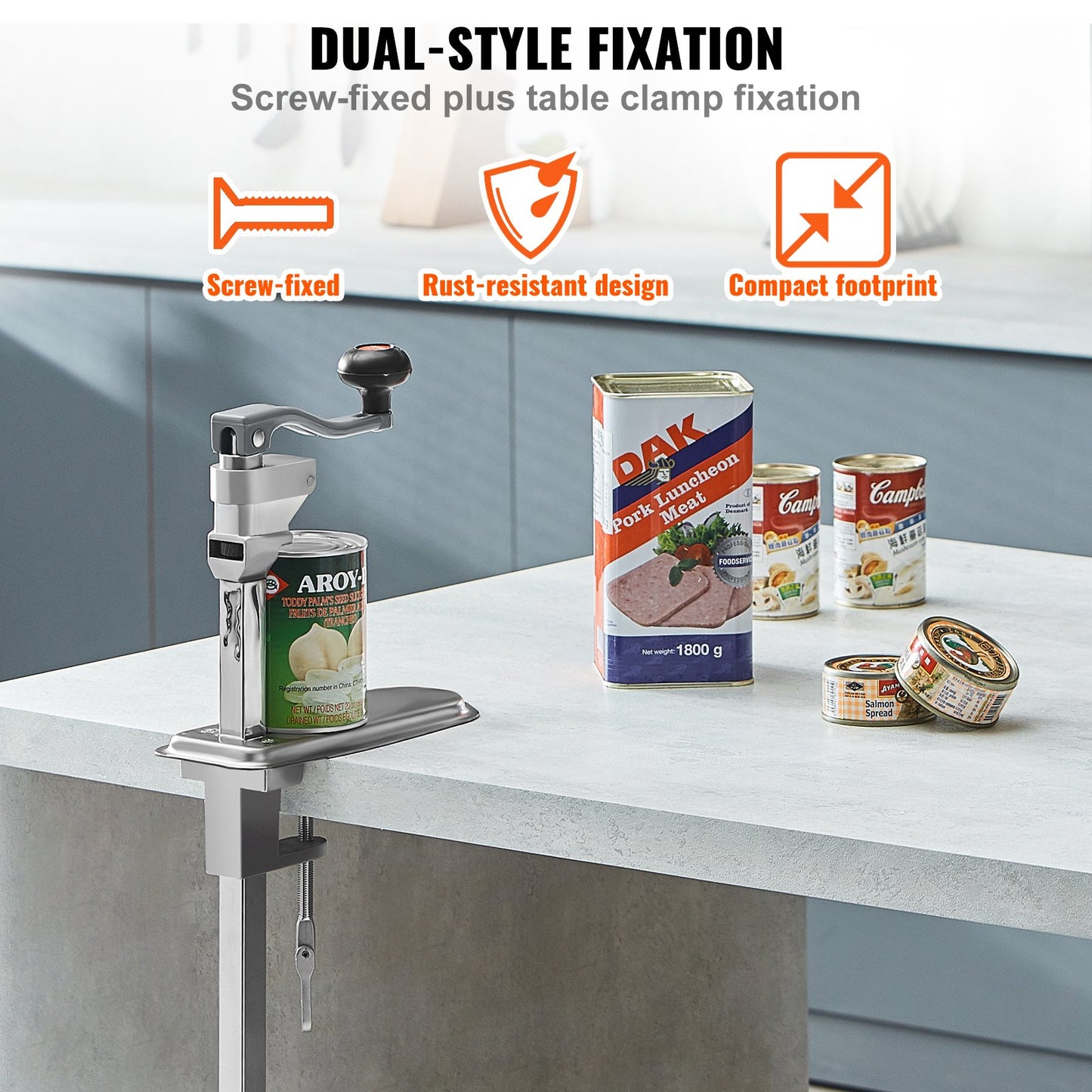 VEVOR Manual Can Opener, Commercial Table Clamp Opener for Large Cans, Heavy Duty Can Opener with Base, Adjustable Height Industrial Jar Opener For Cans Up to 40cm Tall, for Restaurant Hotel Home Bar