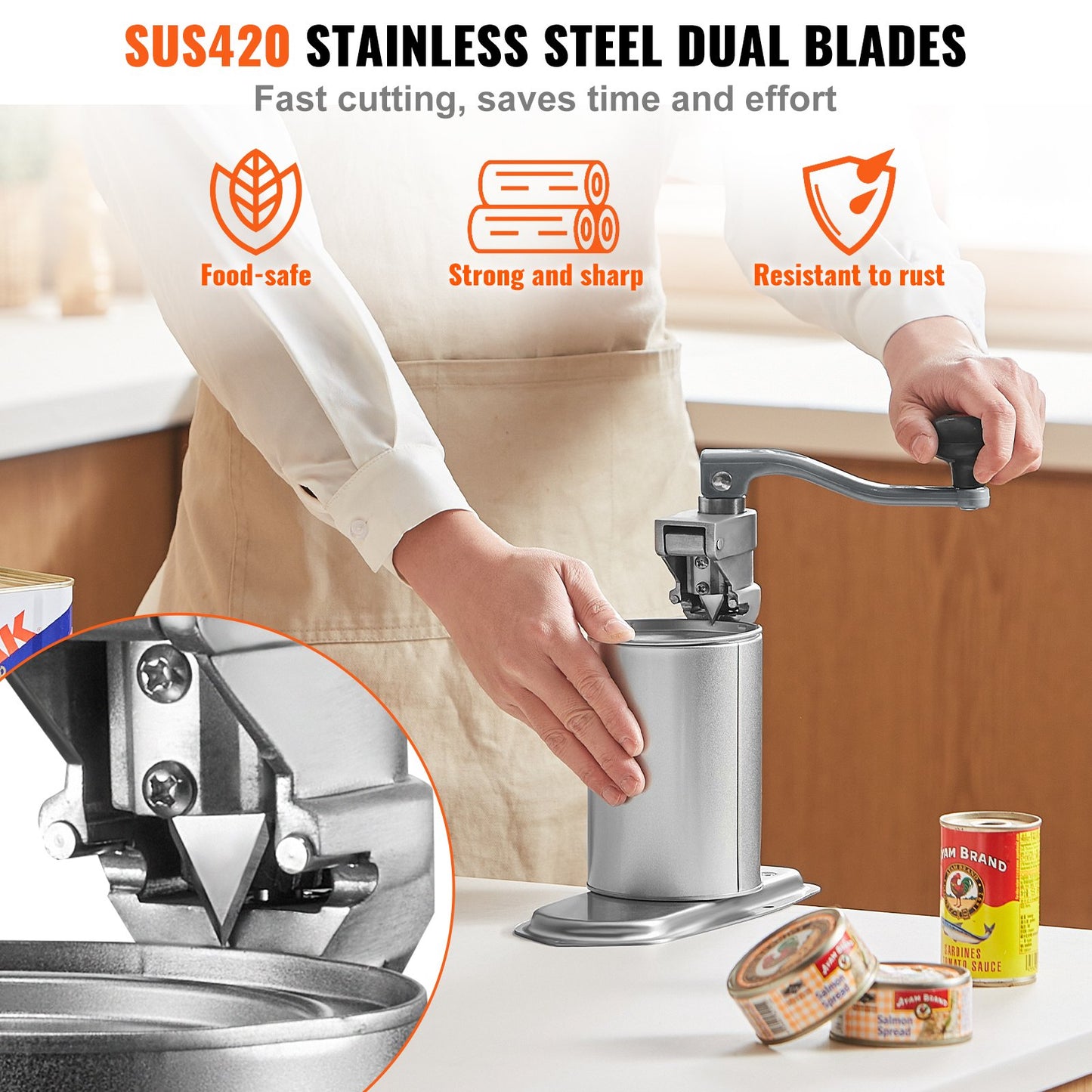 VEVOR Manual Can Opener, Commercial Table Clamp Opener for Large Cans, Heavy Duty Can Opener with Base, Adjustable Height Industrial Jar Opener For Cans Up to 40cm Tall, for Restaurant Hotel Home Bar