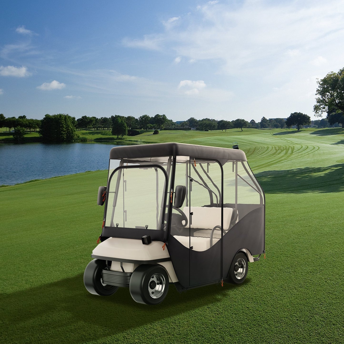 VEVOR Golf Cart Enclosure, 420D Polyester Driving Enclosure with 4-Sided Transparent Windows, 4 Passenger Club Car Covers Universal Fits for Most Brand Carts, Sunproof and Dustproof Outdoor Cart Cover