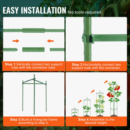 VEVOR 6 Packs Tomato Cages for Garden, 1230 mm Tomato Trellis Plant Stakes Support, Stackable Tall Plant Support Cage, for Raised Garden Bed, Vegetables Flowers and Climbing Plants