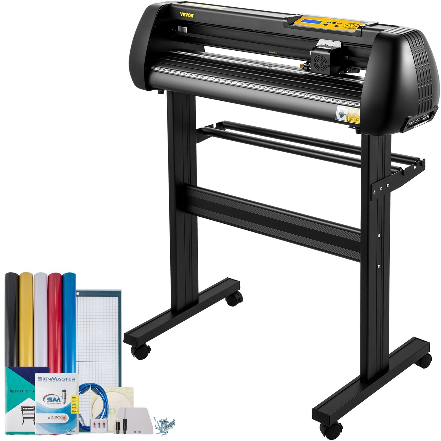 VEVOR Vinyl Cutter, 28inch Paper Feed Cutting Plotter Bundle, Adjustable Force & Speed Vinyl Printer with Powerful Stepper Motors, Signmaster Software Bundle Kit Compatible with Windows System