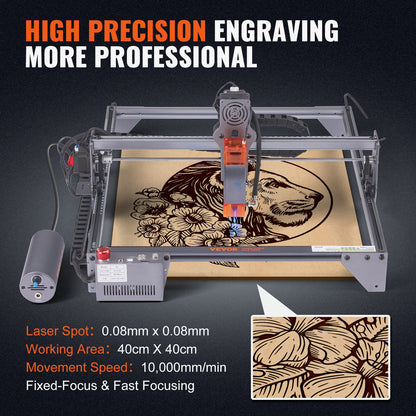 VEVOR Laser Engraver, 10W Output Laser Engraving Machine, 15.7" x 15.7" Large Working Area, 10000mm/min Movement Speed, Compressed Spot with Eye Protection, Laser Cutter for Wood, Metal, Acrylic