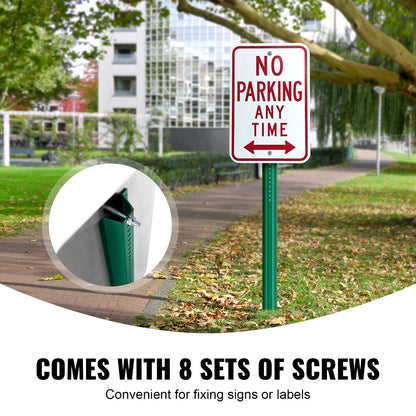 VEVOR 6FT U-Channel Sign Post, 4Pack Green Heavy Duty Steel Fixed Fence Post, Steel Fence U-Channel Sign for Garden, Courtyard, Farm or Traffic Intersection