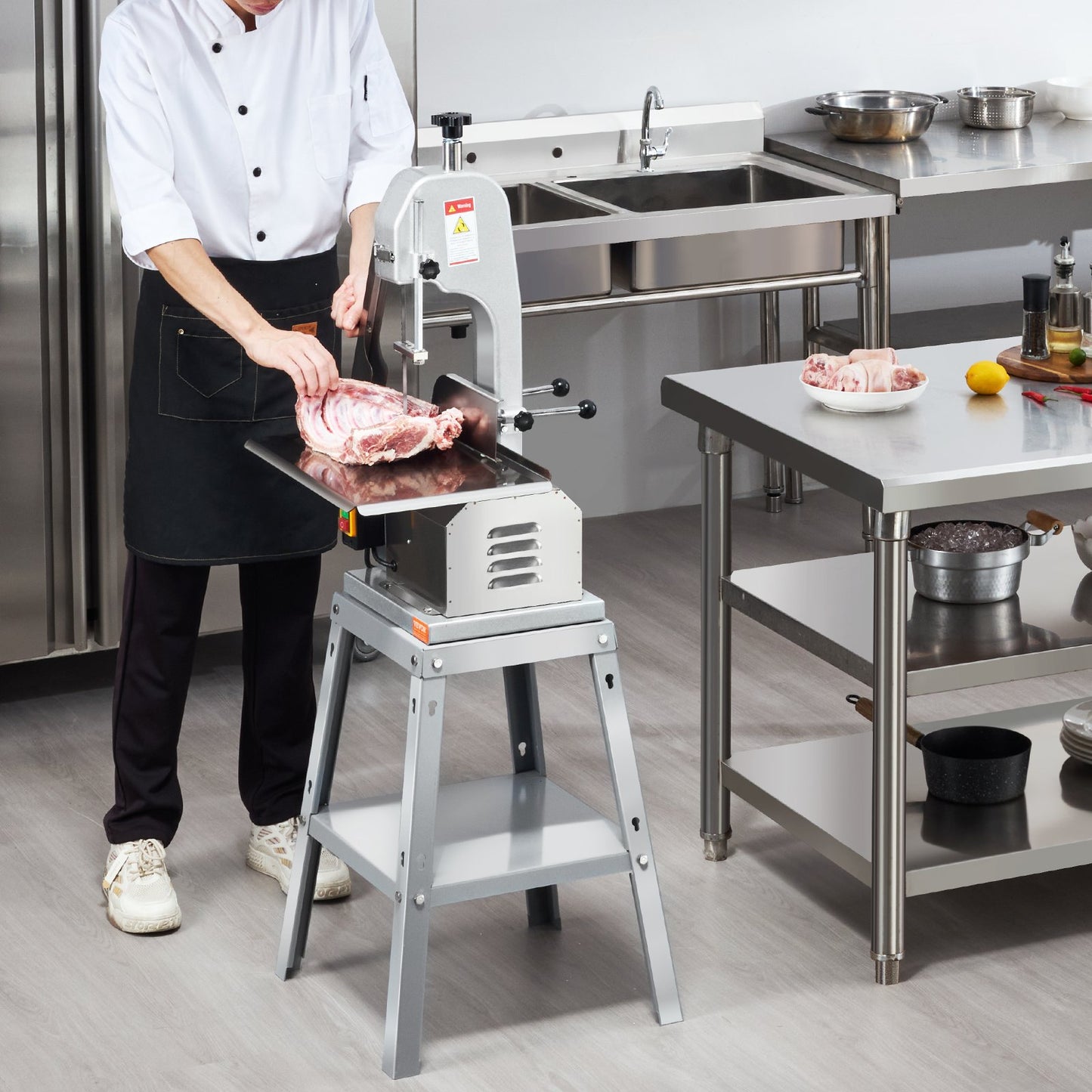 VEVOR 850W Commercial Electric Meat Bandsaw Stainless Steel Bone Sawing Machine