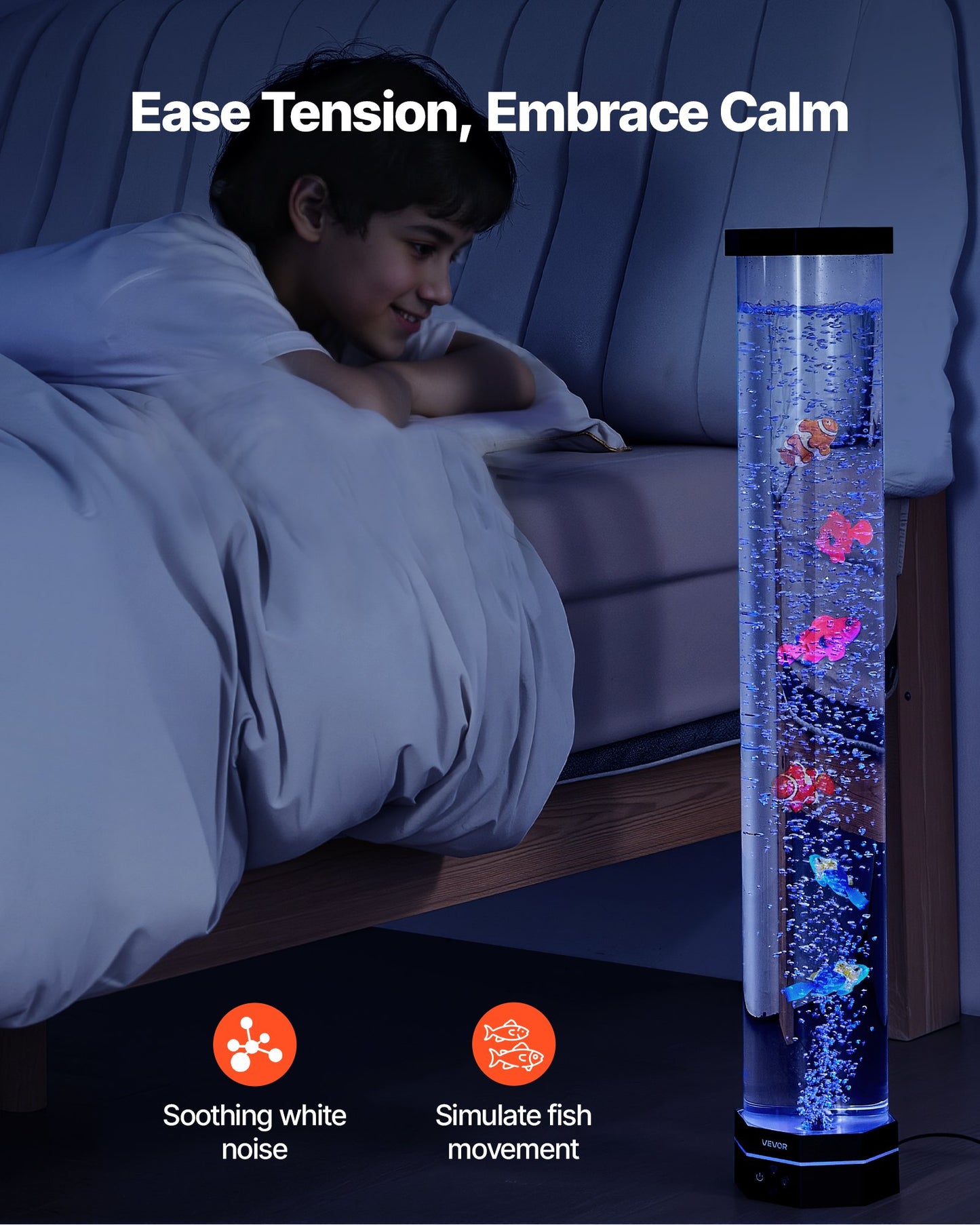 VEVOR Bubble Tube Lamp 16 Color 80 cm Sensory Aquarium Lamp for Relief Calming