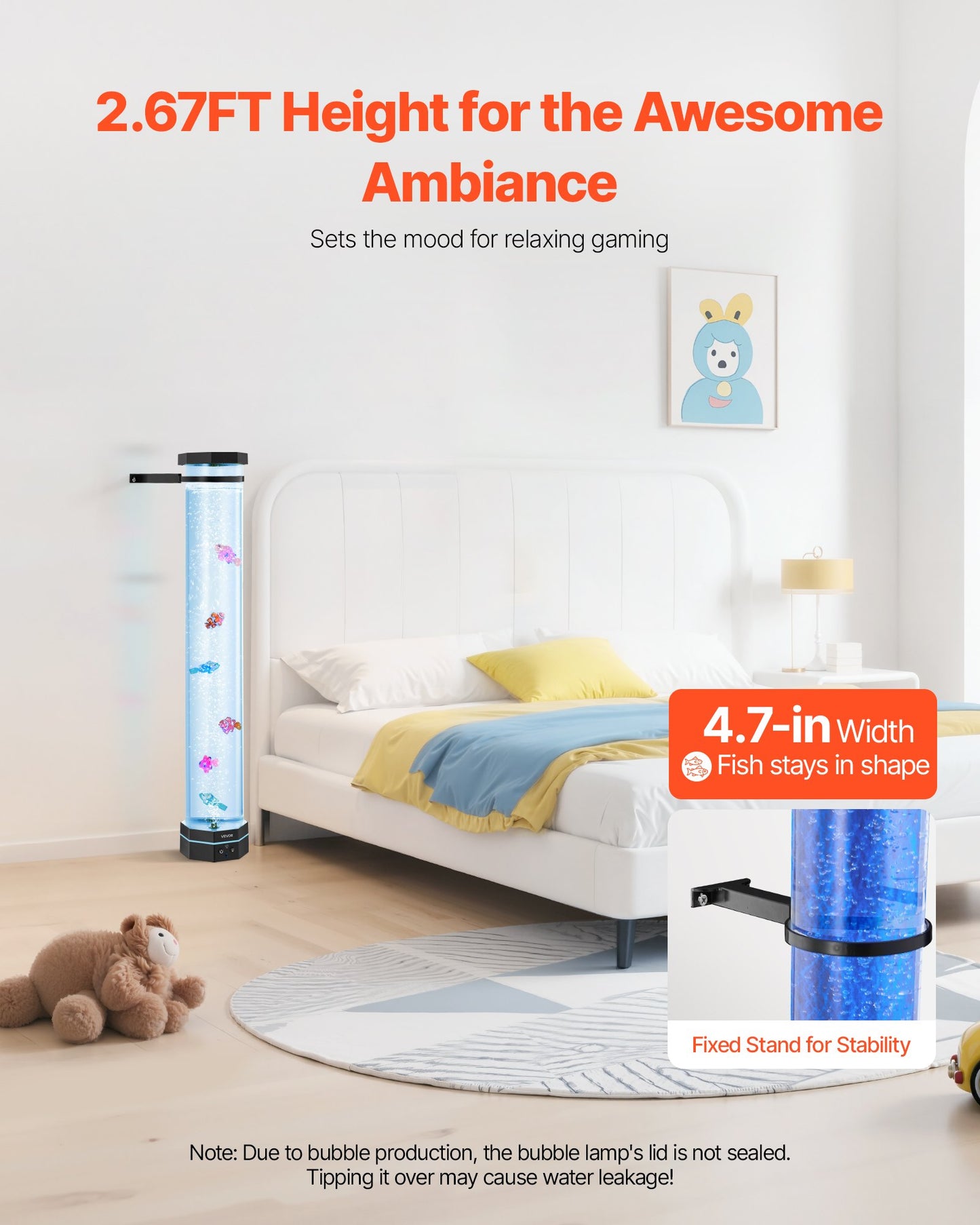 VEVOR Bubble Tube Lamp 16 Color 80 cm Sensory Aquarium Lamp for Relief Calming