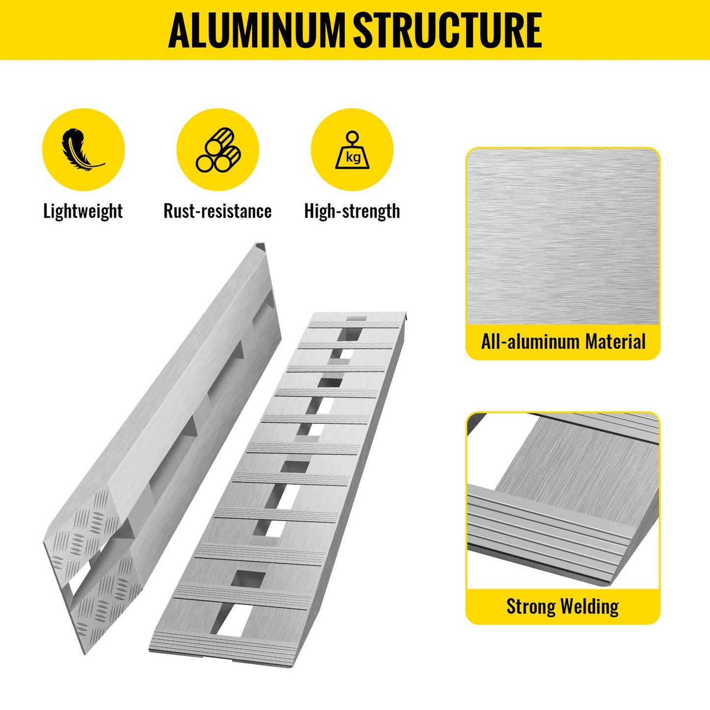 VEVOR 60' X 12' X 2.5'Aluminum Trailer Ramps 6000LBS Total Beavertail Hook End 1 Pair 2 Ramps
