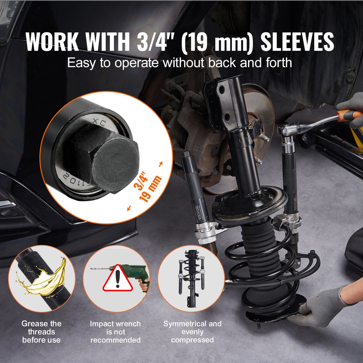 VEVOR Coil Spring Compressor Tool, 2 pcs Heavy Duty Macpherson Strut Spring Compressor Set, 2646 lbs Strut Spring Compressor with Safety Bracket and Carrying Case, for Car Truck ATV UTV