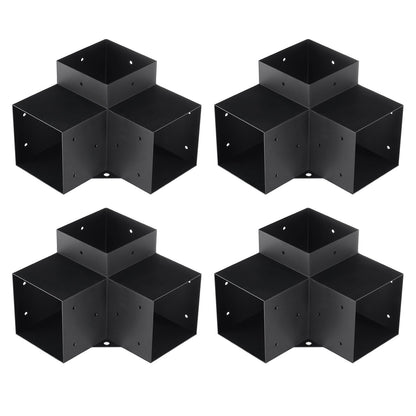 Pergola Bracket Kit 152x152mm, 4pcs 3-Way Heavy Duty Corner Bracket Woodworks DIY Post Base Kit, Easy Installation Wooden Beams for Gazebos, Patio Pergolas, Log Cabin Outdoor Pergola Hardware