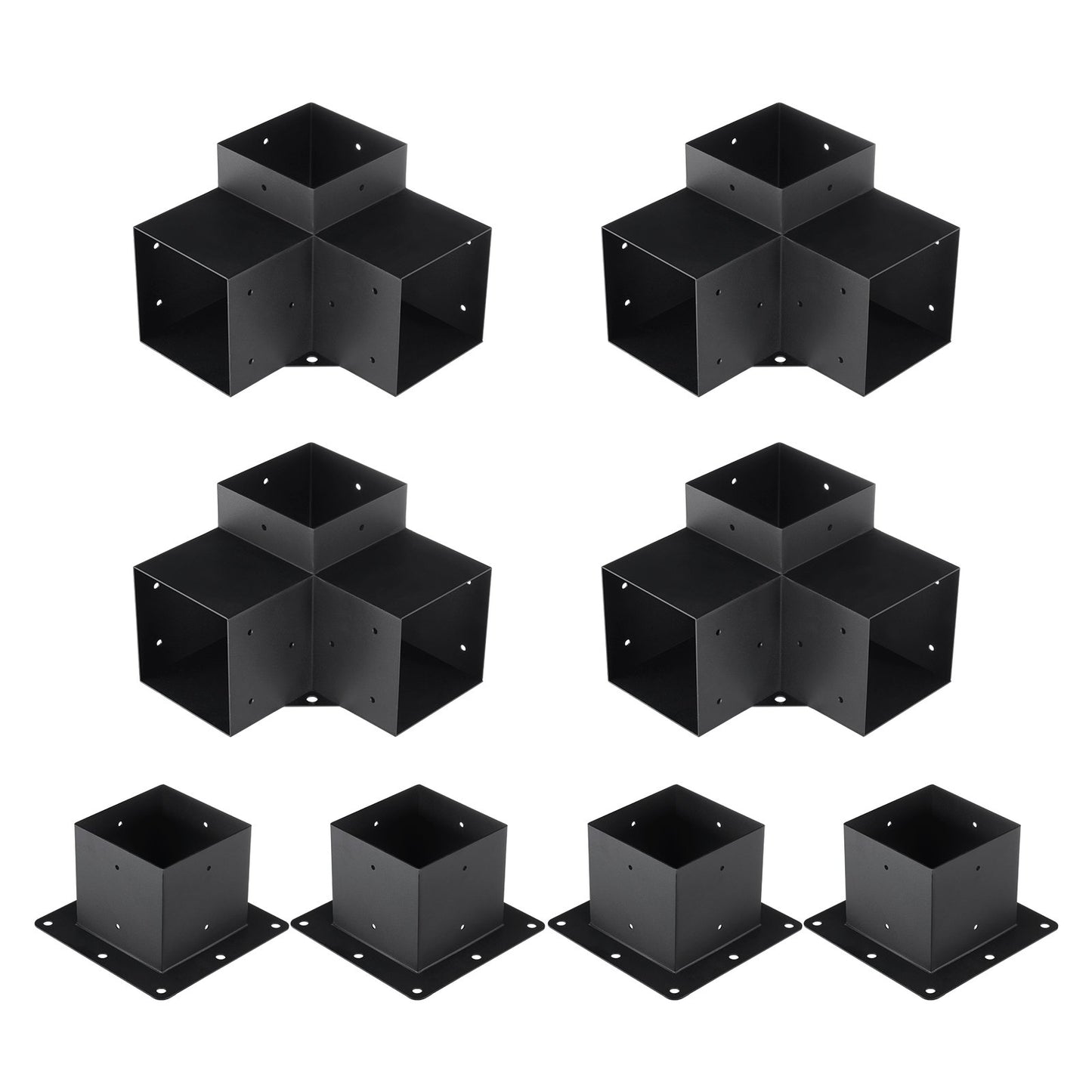 Pergola Bracket Kit 152.4 x 152.4 mm, 8pcs 3-Way Heavy Duty Corner Bracket Woodworks DIY Post Base, Easy Installation Wooden Beams for Gazebos, Patio Pergolas, Log Cabin Outdoor Pergola Hardware