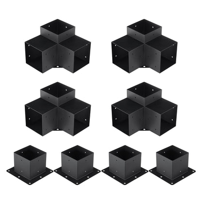 Pergola Bracket Kit 152.4 x 152.4 mm, 8pcs 3-Way Heavy Duty Corner Bracket Woodworks DIY Post Base, Easy Installation Wooden Beams for Gazebos, Patio Pergolas, Log Cabin Outdoor Pergola Hardware
