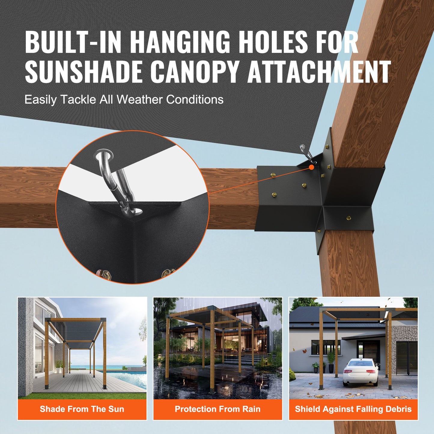 Pergola Bracket Kit 4''x4''(inner 3.6''x3.6''), 8pcs (4pcs 3-Way,4pcs Base) Heavy Duty Corner Bracket Woodworks DIY Post Base Kit, Easy Installation Wooden Beams for Gazebos, Patio Pergolas, Log Cabin Outdoor