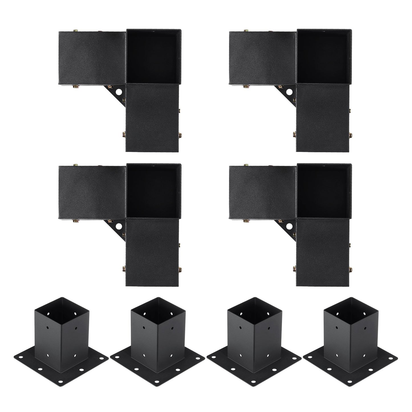 Pergola Bracket Kit 4''x4''(inner 3.6''x3.6''), 8pcs (4pcs 3-Way,4pcs Base) Heavy Duty Corner Bracket Woodworks DIY Post Base Kit, Easy Installation Wooden Beams for Gazebos, Patio Pergolas, Log Cabin Outdoor
